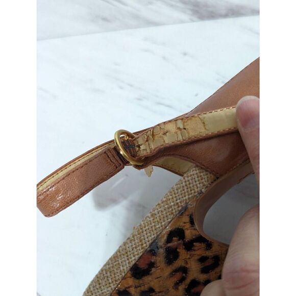 N by Nicole Miller Women's Tan Sandal Leather Side Leopard Print Heel Size 6.5M - Picture 8 of 8